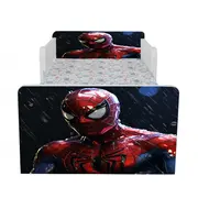 Pat De Baieti 2-16 Ani Imprimat Cu Spiderman 2, Cu Dubla Protectie, Cu Saltea SafeNest 180x80 Cm Ptv7304