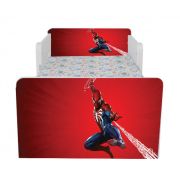Pat Baieti 2-12 Ani Imprimat Cu Spiderman 4 , Cu Dubla Protectie, Saltea SafeNest 160x80 Cm Inclusa Ptv7335