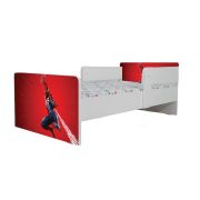 Pat Baieti 2-12 Ani Imprimat Cu Spiderman 4 , Cu Dubla Protectie, Saltea SafeNest 160x80 Cm Inclusa Ptv7335