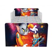 Pat Copii Tom&jerry Cu Paravane Dubla Protectie si Cu Saltea SafeNest 140x70 Cm  Ptv7370