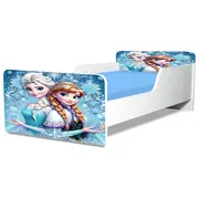 Patut Mic Pentru Fetite Ana Si Elsa, Model Creativ, Cu Saltea SafeNest 130x60 Cm Ptv5113