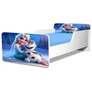 Pat Pentru Fete Elsa Si Olaf, Model Creativ, Cu Saltea SafeNest de 160x80 Cm Ptv5153