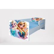 Pat Pentru Fete 2-16 Ani Frozen Ana Si Elsa, Cu Protectie Si Saltea SafeNest de 180x80 Cm Ptv4941