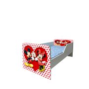 Pat Pentru Fetite Si Baietei Cu Imprimeu Inspirat Din Personajele Mickey Si Minnie, Modelul Sleepy + Saltea Inclusa 140x70 Cm Ptv6054