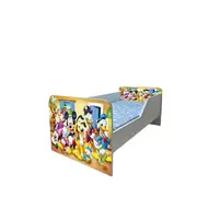 Pat Copii Mickey Si Prietenii Model Sleepy 2-6 ani Cu Saltea SafeNest 130x60 Cm  Ptv6071