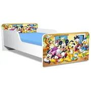 Pat Copii Mickey Si Prietenii 2 Model Creativ 2-12 ani Cu Saltea SafeNest 160x80 Cm  Ptv5283