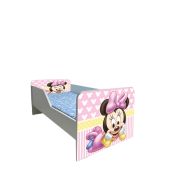 Pat Pentru Fetite Cu Imprimeu Inspirat Din Personajul Minnie 2, Modelul Sleepy Cu Saltea SafeNest De 140x70 Cm Ptv6128