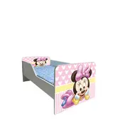 Pat Pentru Fete Imprimat Cu Minnie 2, Modelul Sleepy Cu Saltea SafeNest de 160x80 Cm Ptv6133