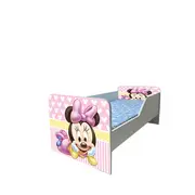 Pat Pentru Fete Imprimat Cu Minnie 2, Modelul Sleepy Cu Saltea SafeNest de 160x80 Cm Ptv6133