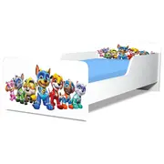 Pat Copii Paw Patrol White Model Creativ 2-6 ani Cu Saltea SafeNest 130x60 Cm  Ptv5354