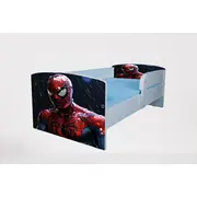 Pat pentru baieti 2-12 ani Spiderman 7, Cu Protectie si saltea de 160x80 Cm Ptv4823