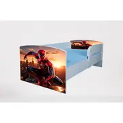 Pat pentru baieti 2-12 ani Spiderman 9, Cu Protectie si saltea de 160x80 Cm inclusa Ptv4851