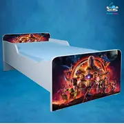 Pat pentru baieti 2-8 ani Avengers, cu saltea inclusa de 140x70 Cm Ptv3532