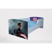 Pat Pentru Baieti Cu Captain America, Cu Protectie, Salteaua Inclusa 140x70 Cm Ptv3756
