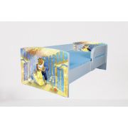 Patut fete 2-8 ani Frumoasa Si Bestia, Cu Protectie si saltea de 140x70 Cm Ptv3963