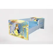 Pat pentru fete 2-12 ani Frumoasa Si Bestia, Cu Protectie si saltea de 160x80 Cm Ptv3966