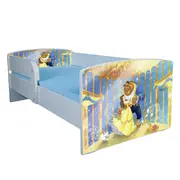 Pat pentru fete 2-12 ani Frumoasa Si Bestia, Cu Protectie si saltea de 160x80 Cm Ptv3966