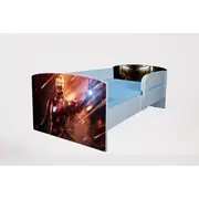 Pat pentru baieti 2-12 ani Iron Man, Cu Protectie si saltea de 160x80 Cm Ptv3731
