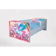 Pat pentru fetite 2-8 ani Little Poney, Cu Protectie si saltea de 140x70 Cm Ptv4063