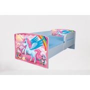 Pat pentru fete 2-12 ani Little Poney, Cu Protectie si saltea de 160x80 Cm inclusa Ptv4066