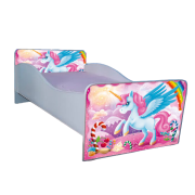 Pat pentru copii 2-8 ani Micii Ponei, model cu saltea 140x70 Cm inclusa Ptv4229