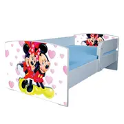 Pat Pentru Fetite 2-8 Ani Mickey Si Minnie, Cu Protectie Si Saltea SafeNest 140x70 Cm Inclusa Ptv4007