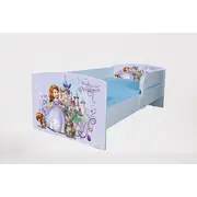 Pat pentru fetite 2-8 ani Printesa Sofia, Cu Protectie si saltea de 140x70 Cm Ptv3921