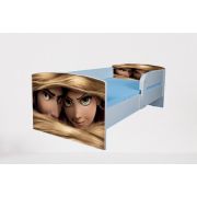 Pat pentru fetite 2-8 ani Rapunzel, Cu Protectie si saltea de 140x70 Cm inclusa  Ptv3974