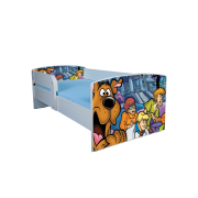 Pat copii 2-16 ani Scooby Doo, Cu Protectie si saltea 180x80 Cm Ptv3827