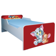 Pat pentru copii 2-8 ani Tom & Jerry, cu saltea inclusa de 140x70 Cm Ptv3626