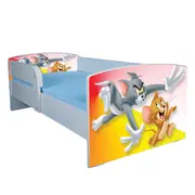 Pat pentru copii 2-12 ani Tom & Jerry, Cu Protectie si saltea de 160x80 Cm Ptv3883