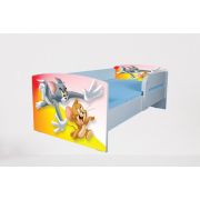 Pat pentru copii 2-16 ani Tom & Jerry, Cu Protectie si saltea de 180x80 Cm Ptv3886