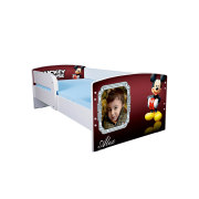 Pat pentru baieti 2-16 ani Personalizat Mickey, Cu Protectie si saltea inclusa de 180x80 Cm Ptv4325