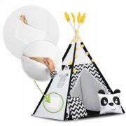 Cort de joaca pentru copii cu ghirlanda, lumini si 2 pernite nukido 120 x 120 x 160 cm - panda edeedi740025