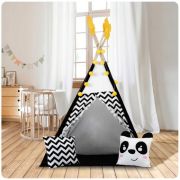 Cort de joaca pentru copii cu ghirlanda, lumini si 2 pernite nukido 120 x 120 x 160 cm - panda edeedi740025