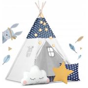 Cort de joaca pentru copii cu lumini si 3 pernite nukido 120 x 120 x 165 cm - bleumarin edeedi740424