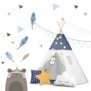 Cort de joaca pentru copii cu lumini si 3 pernite nukido 120 x 120 x 165 cm - bleumarin edeedi740424