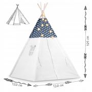 Cort de joaca pentru copii cu lumini si 3 pernite nukido 120 x 120 x 165 cm - bleumarin edeedi740424