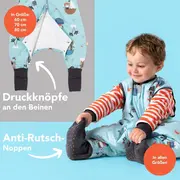 Sac de dormit cu picioruse si maneca lunga detasabila Pirate 80 cm + manseta 2.5 Tog BBXCJ261-25FSN
