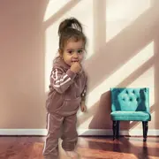 Trening roz pudra din catifea pentru fetite trc2