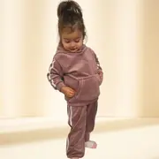 Trening roz pudra din catifea pentru fetite trc2