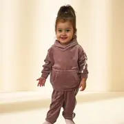 Trening roz pudra din catifea pentru fetite trc2