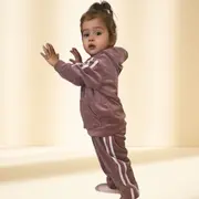 Trening roz pudra din catifea pentru fetite trc2