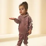 Trening roz pudra din catifea pentru fetite trc2