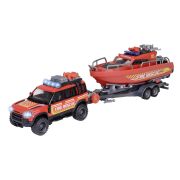 MAJORETTE SET MASINA DE POMPIERI LAND ROVER SI BARCA DE SALVARE VIV213716001038