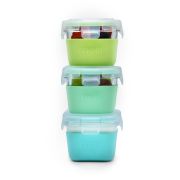 SET 3 RECIPIENTE STICLA 3 160ML CU HUSA ANTIDERAPANTA SILICON MELII BLUE MINT LIME VIVML16951