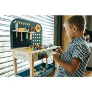 Banc de lucru, Free2Play, My first wooden Work Bench, Cu diverse unelte si accesorii, Pliabil, 55 x 28,5 x 85 cm, 36 luni+, Multicolor BYN85154
