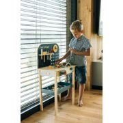 Banc de lucru, Free2Play, My first wooden Work Bench, Cu diverse unelte si accesorii, Pliabil, 55 x 28,5 x 85 cm, 36 luni+, Multicolor BYN85154