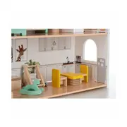 Casuta de papusi, Free2Play, Din lemn, Cu 11 piese de mobilier, Cu acces facil, 48,3 x 21 x 48 cm, 36 luni+, Multicolor BYN85017