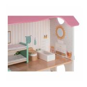 Casuta de papusi, Free2Play, Din lemn, Cu 11 piese de mobilier, Cu acces facil, 48,3 x 21 x 48 cm, 36 luni+, Multicolor BYN85017